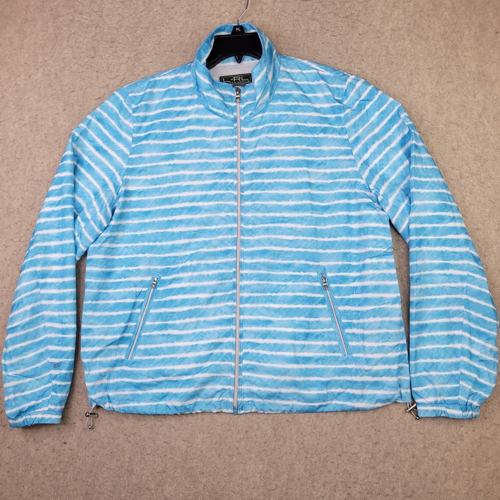 Lauren Ralph Lauren Jacket Womens XL Blue Striped Full Zip LRL Active